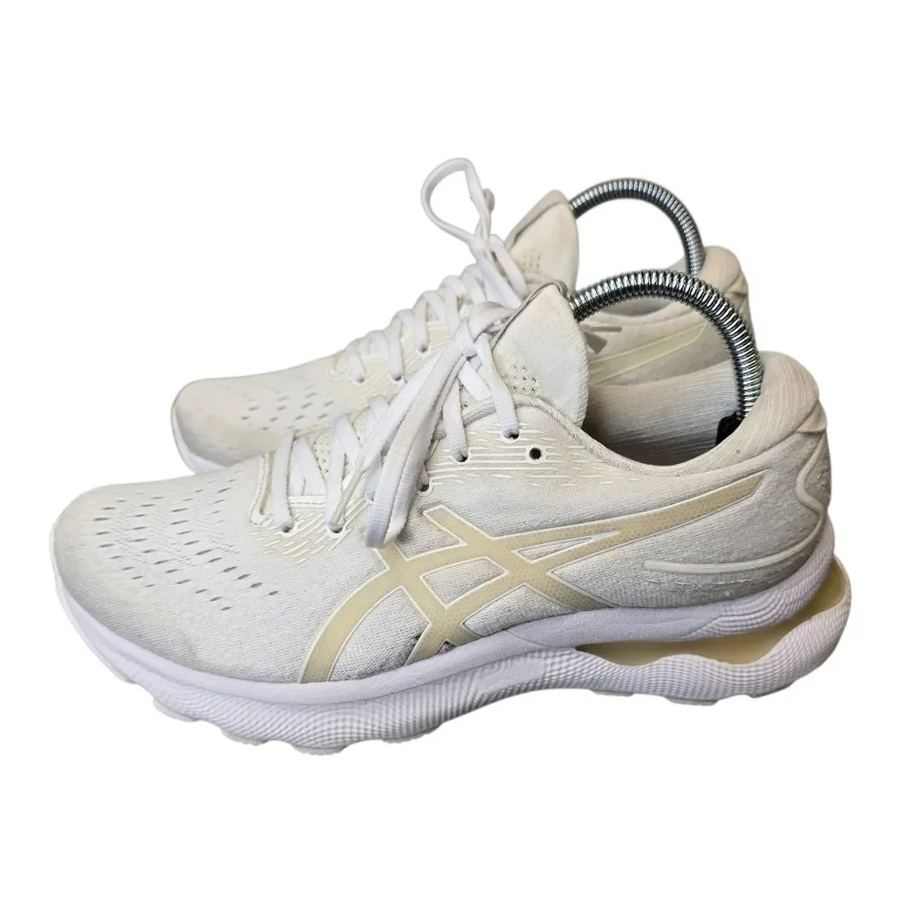 ASICS Women's 9 Gel-Nimbus 24 White Cream Running Shoes Sneakers